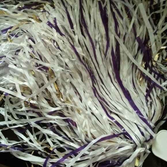 2 Vintage Purple, Gold & White Ravens Pom Poms (Costume/Football/Cheerleader) - Picture 5 of 5